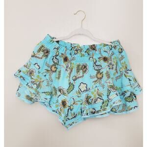 Aerie Skort Teal And Design Lace Ruffles Short Large Flirty Fun Comfy